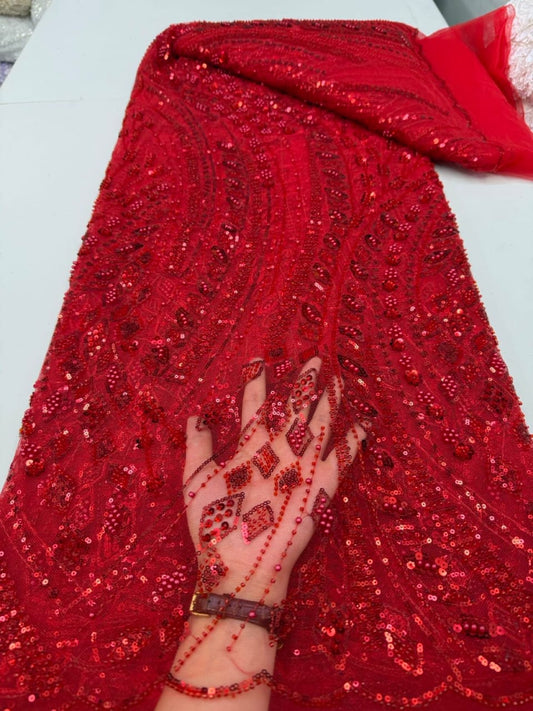 Hand Beaded Net Lace