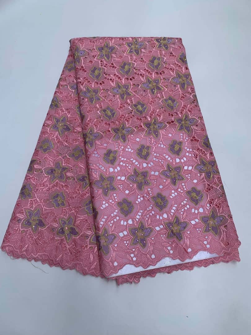 Baby Pink Stone Cotton Lace