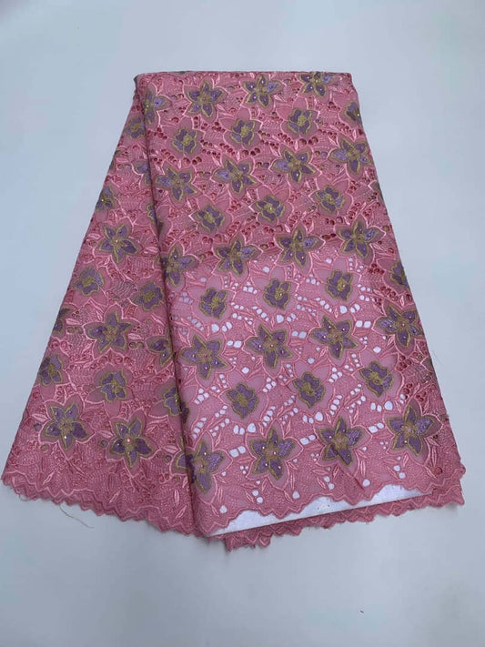 Baby Pink Stone Cotton Lace