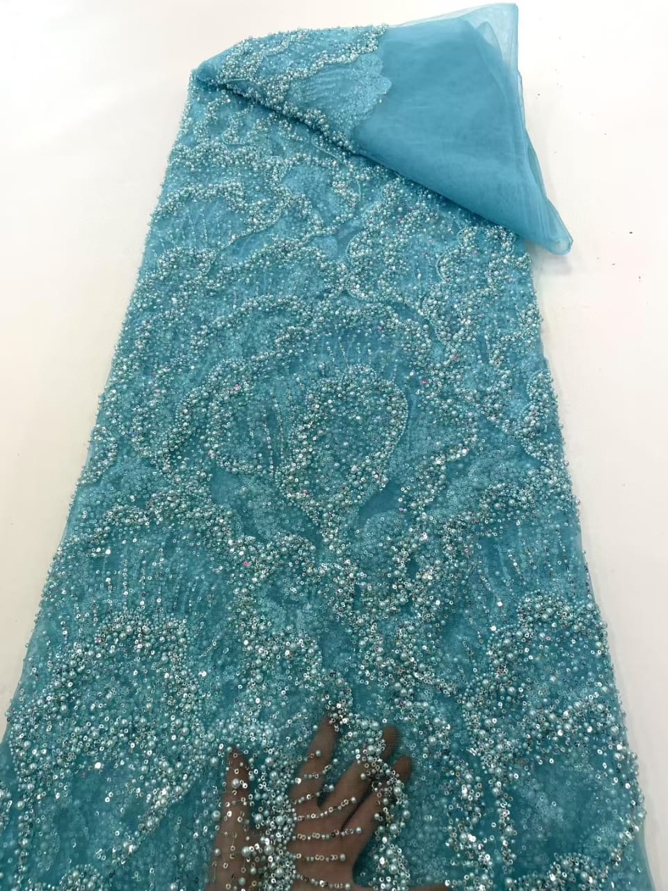 Machine Beaded Couture Fabric