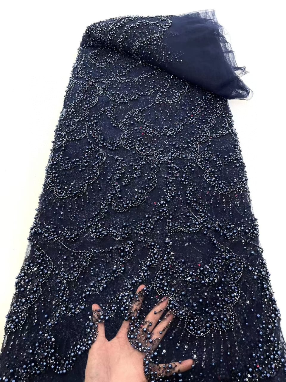 Machine Beaded Couture Fabric