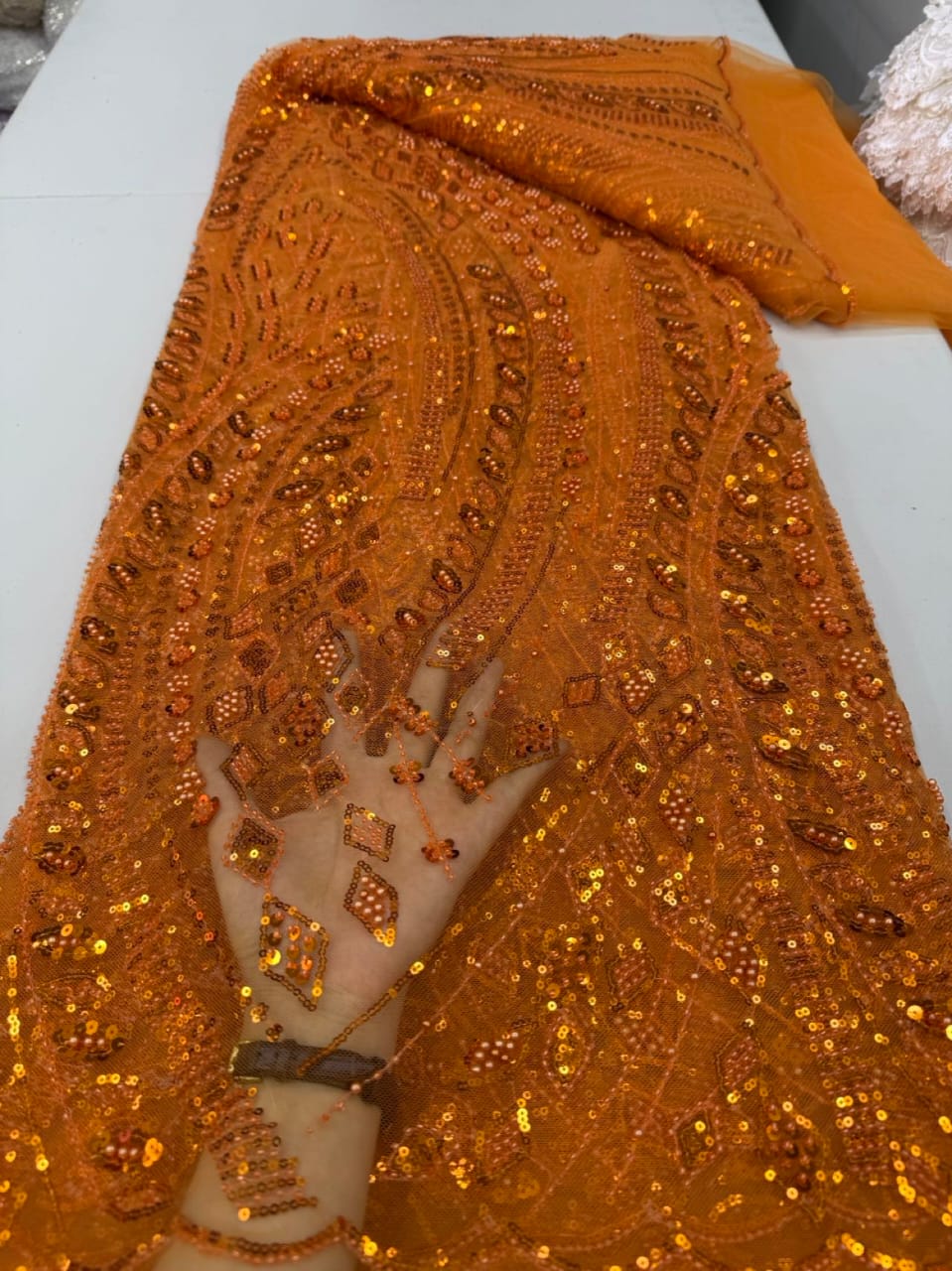 Hand Beaded Net Lace