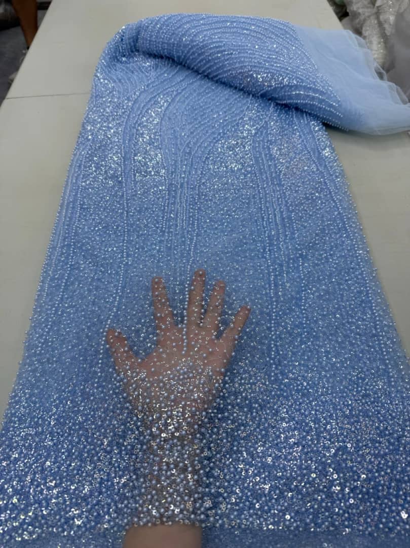 Machine Beaded Net Lace