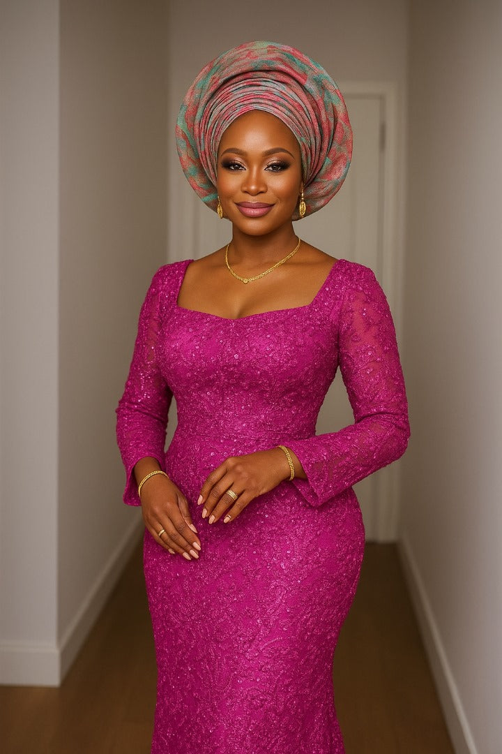 Prom Fushia Pink Beaded Fabric