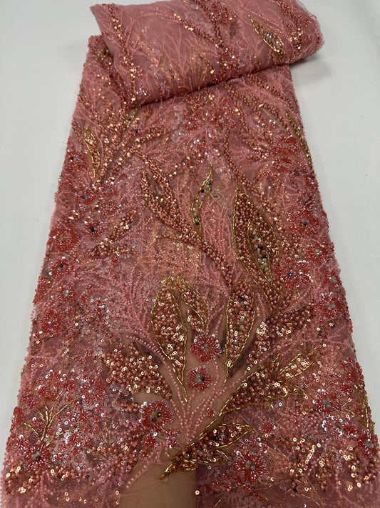 Beaded & Sequined Tulle (Aso-Ebi) Lace
