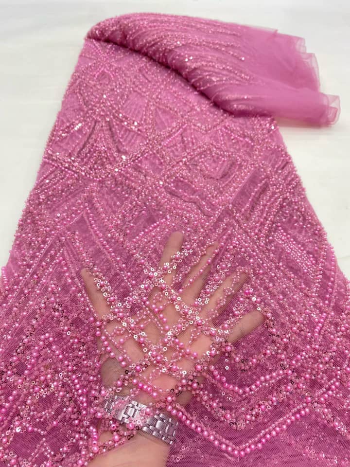 Beaded Sequined Tulle Lace